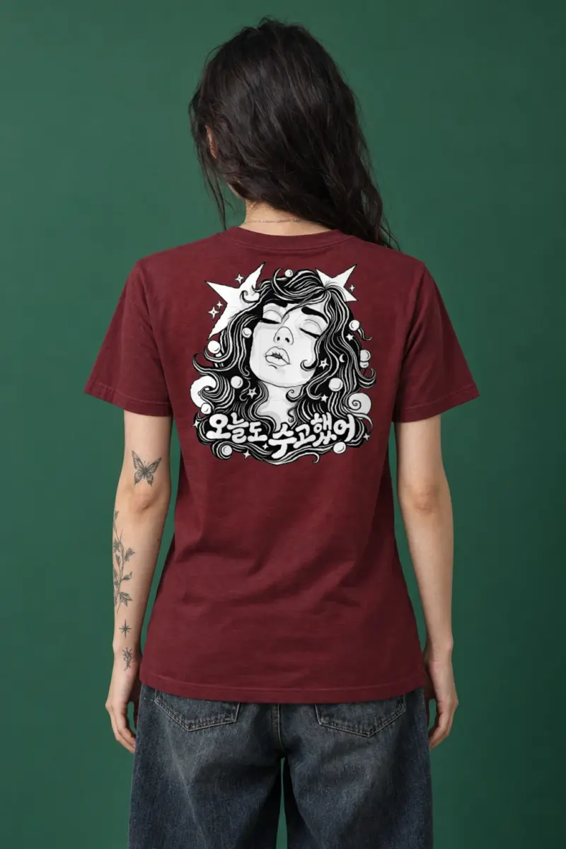 "Starlit Wavy Hair" Heavyweight Unisex Crewneck T-shirt