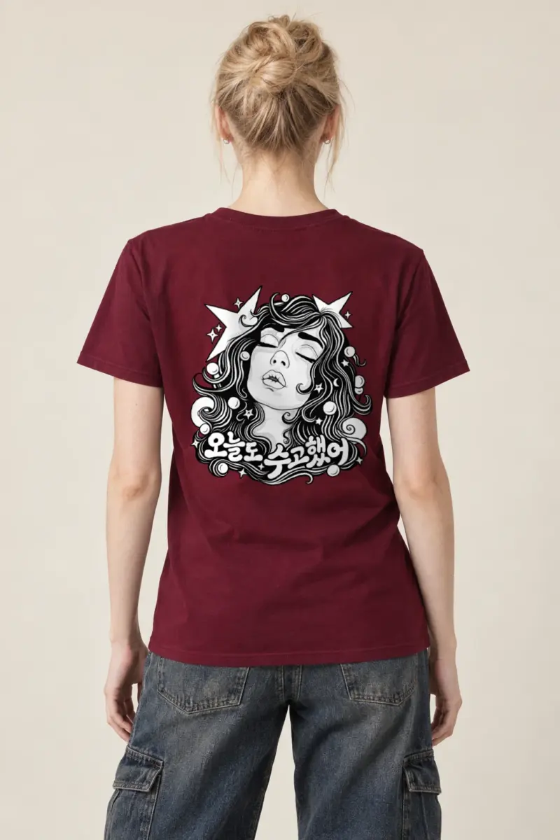"Starlit Wavy Hair" Heavyweight Unisex Crewneck T-shirt