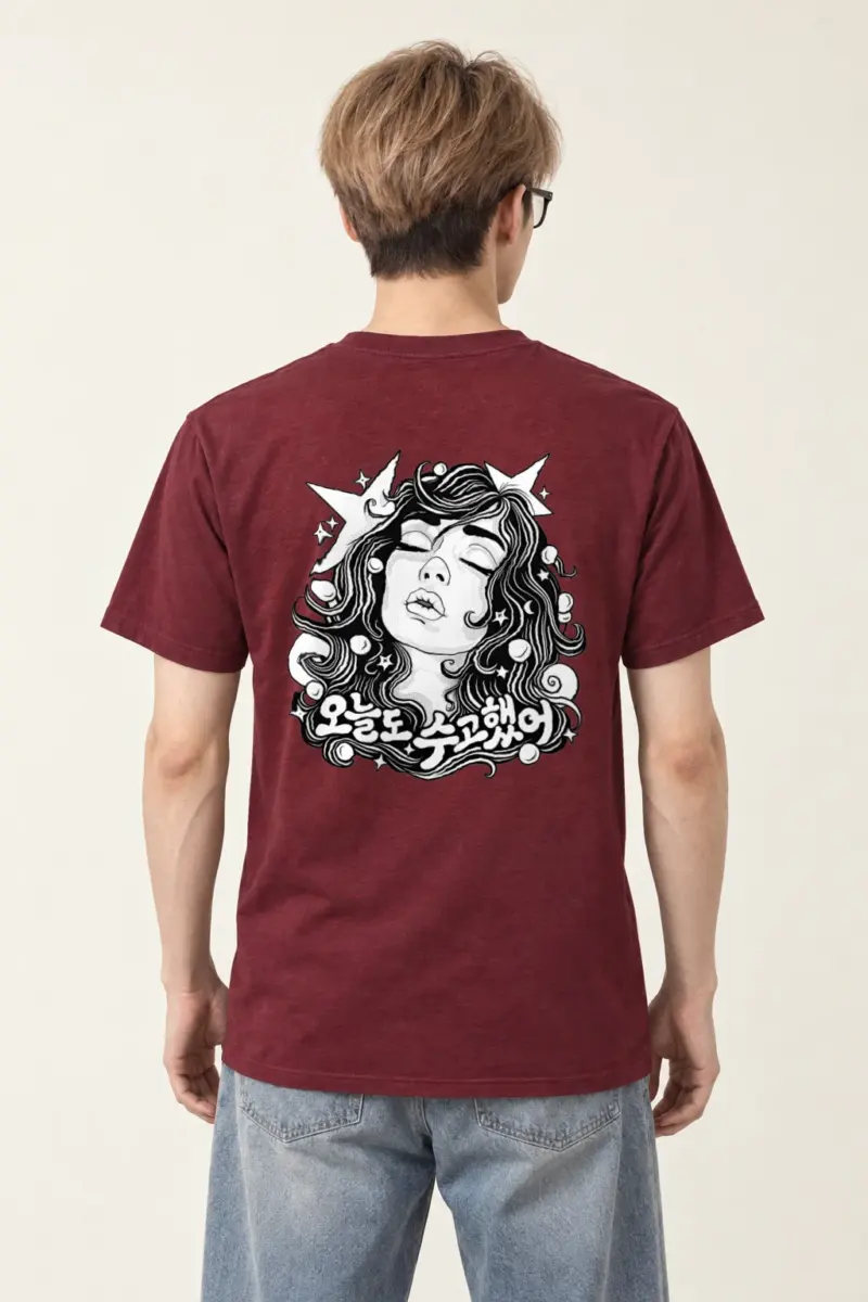 "Starlit Wavy Hair" Heavyweight Unisex Crewneck T-shirt