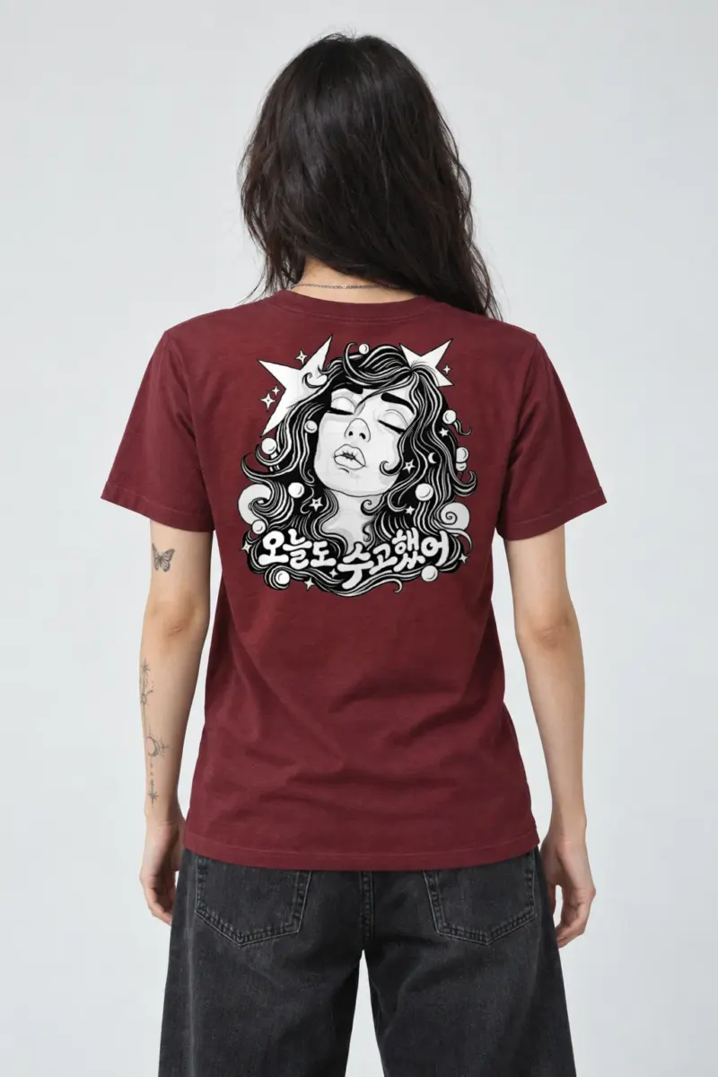 "Starlit Wavy Hair" Heavyweight Unisex Crewneck T-shirt