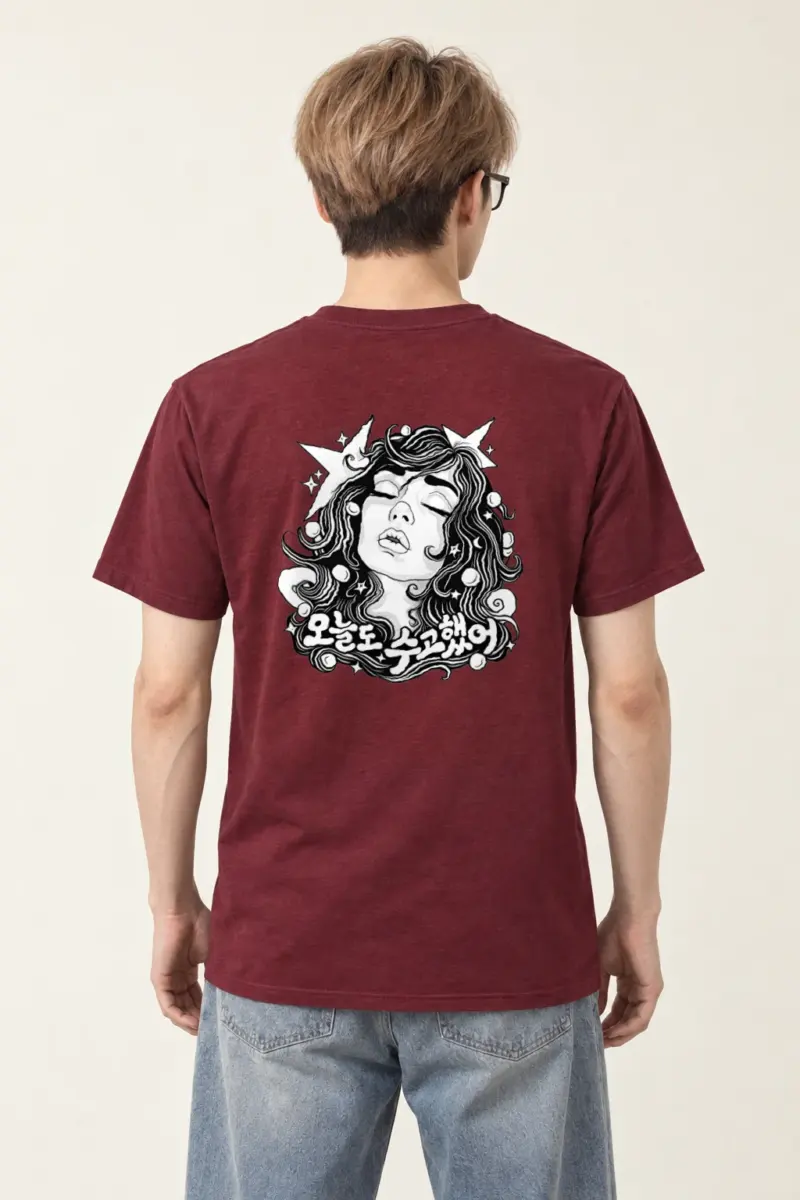 "Starlit Wavy Hair" Heavyweight Unisex Crewneck T-shirt