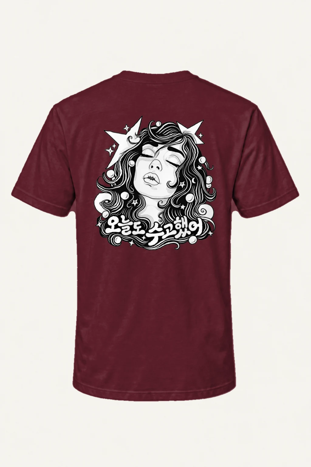 "Starlit Wavy Hair" Heavyweight Unisex Crewneck T-shirt | Gildan 5000