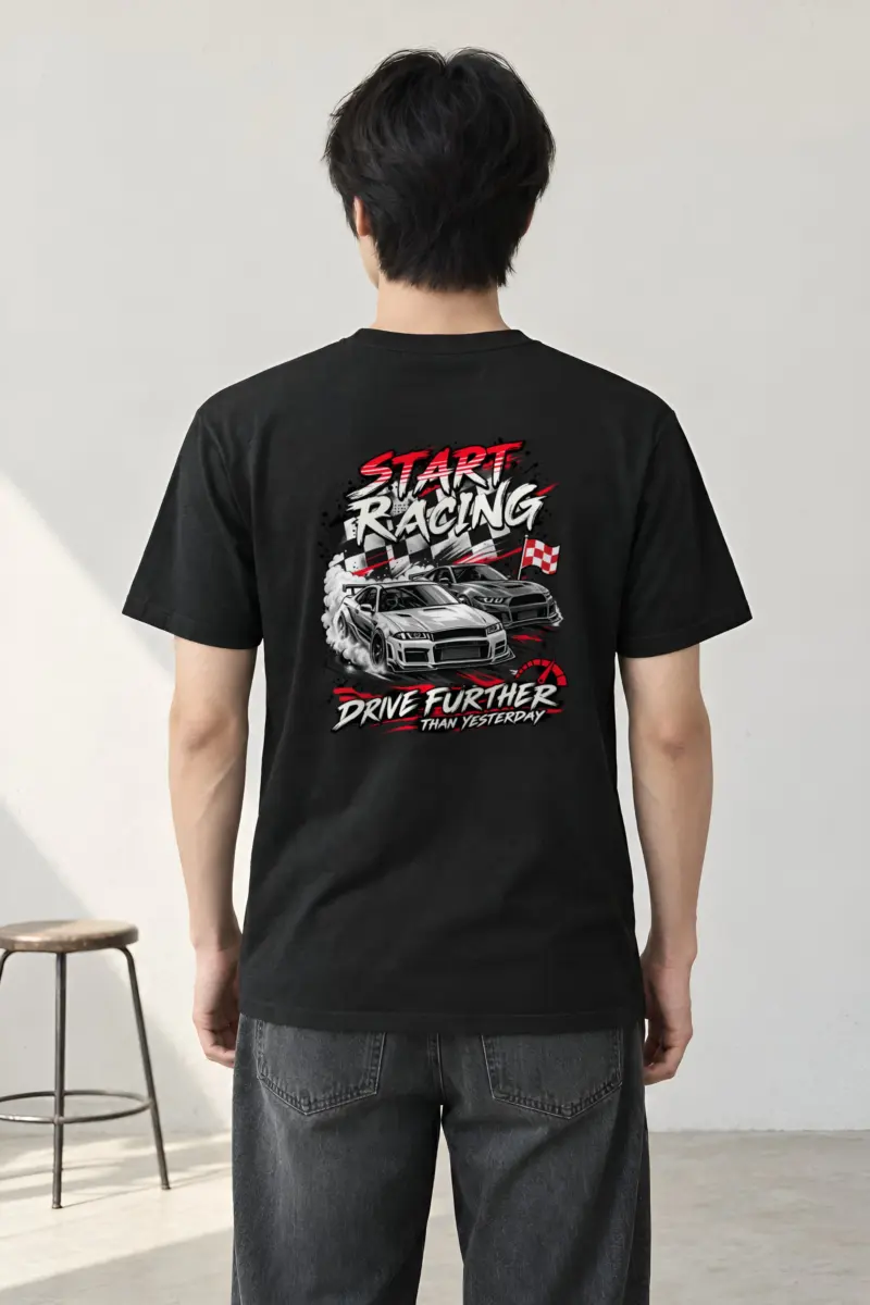 "Start Racing" Heavyweight Unisex Crewneck T-shirt