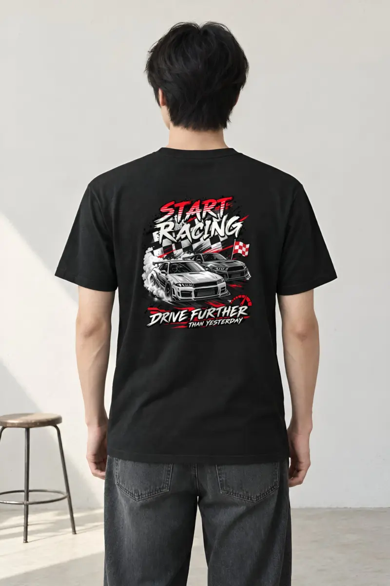 "Start Racing" Heavyweight Unisex Crewneck T-shirt