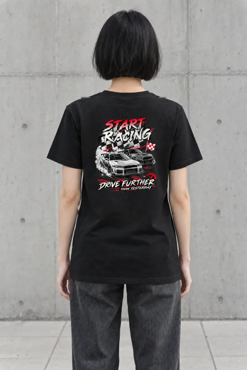 "Start Racing" Heavyweight Unisex Crewneck T-shirt