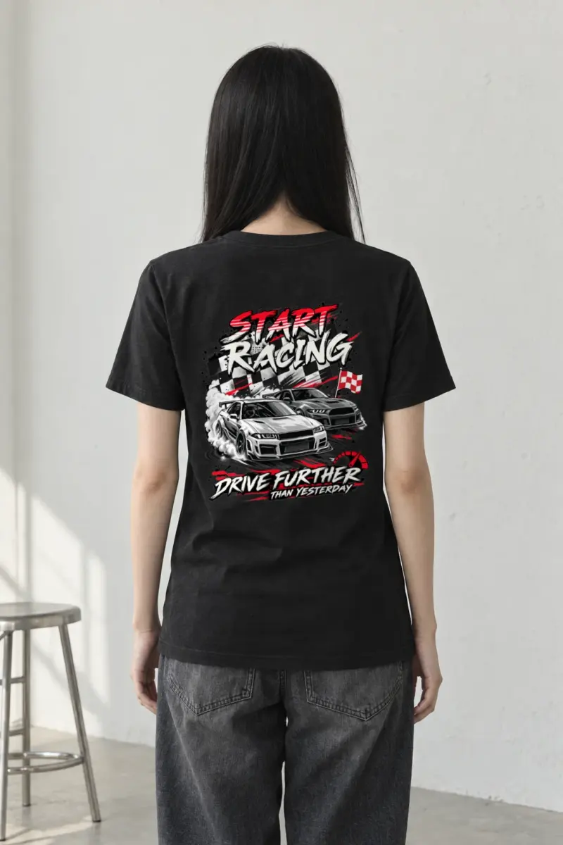 "Start Racing" Heavyweight Unisex Crewneck T-shirt