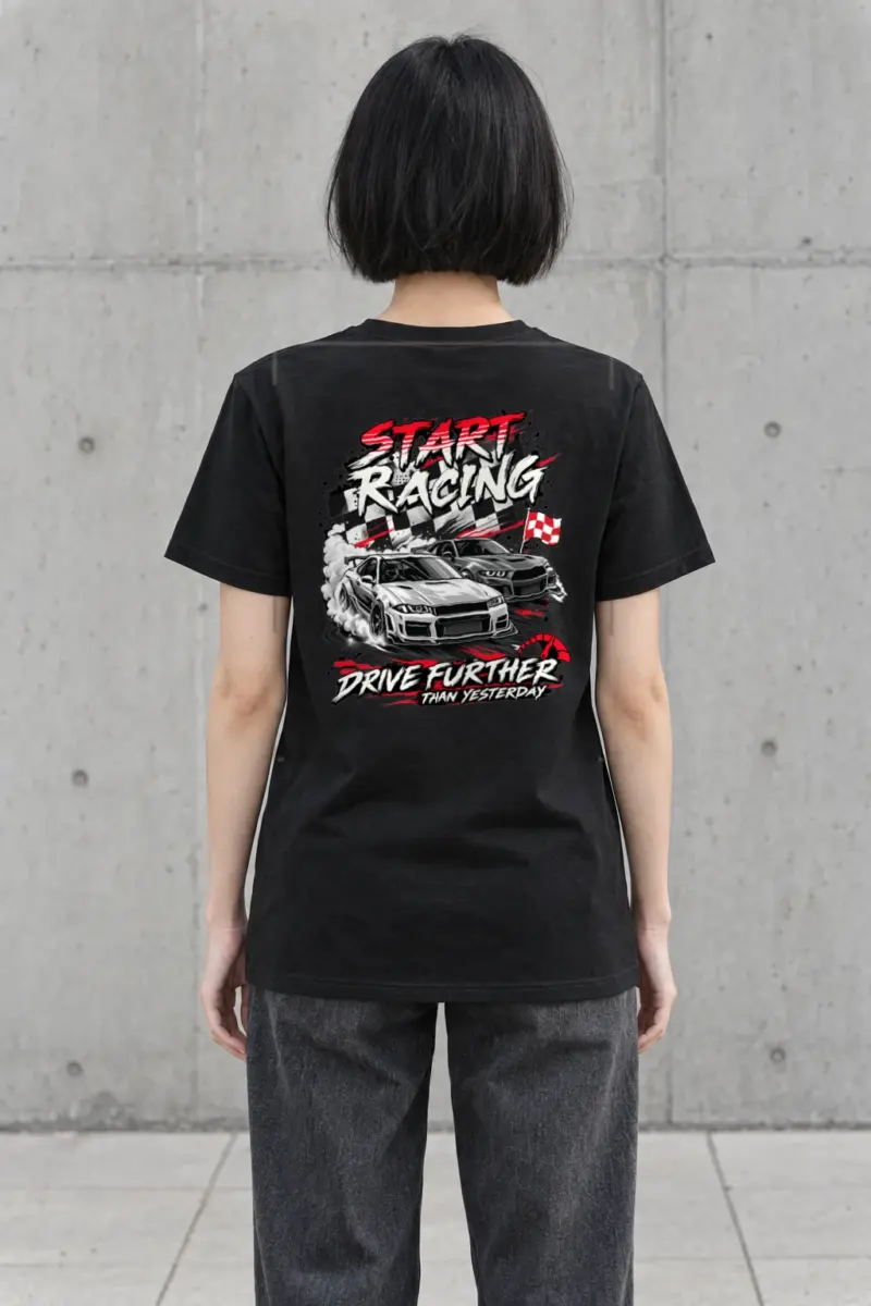 "Start Racing" Heavyweight Unisex Crewneck T-shirt