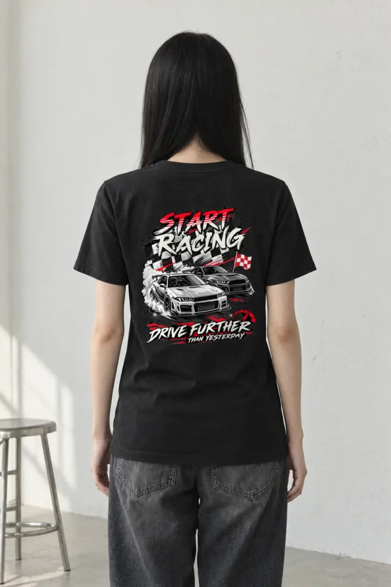 "Start Racing" Heavyweight Unisex Crewneck T-shirt