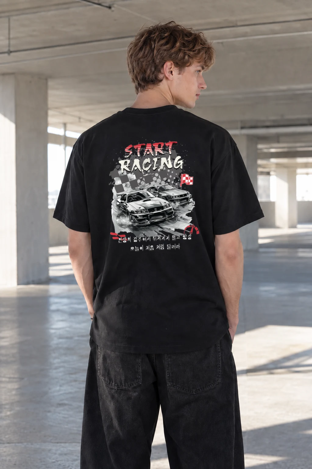 "Start Racing" Heavyweight Unisex Crewneck T-shirt | Gildan 5000