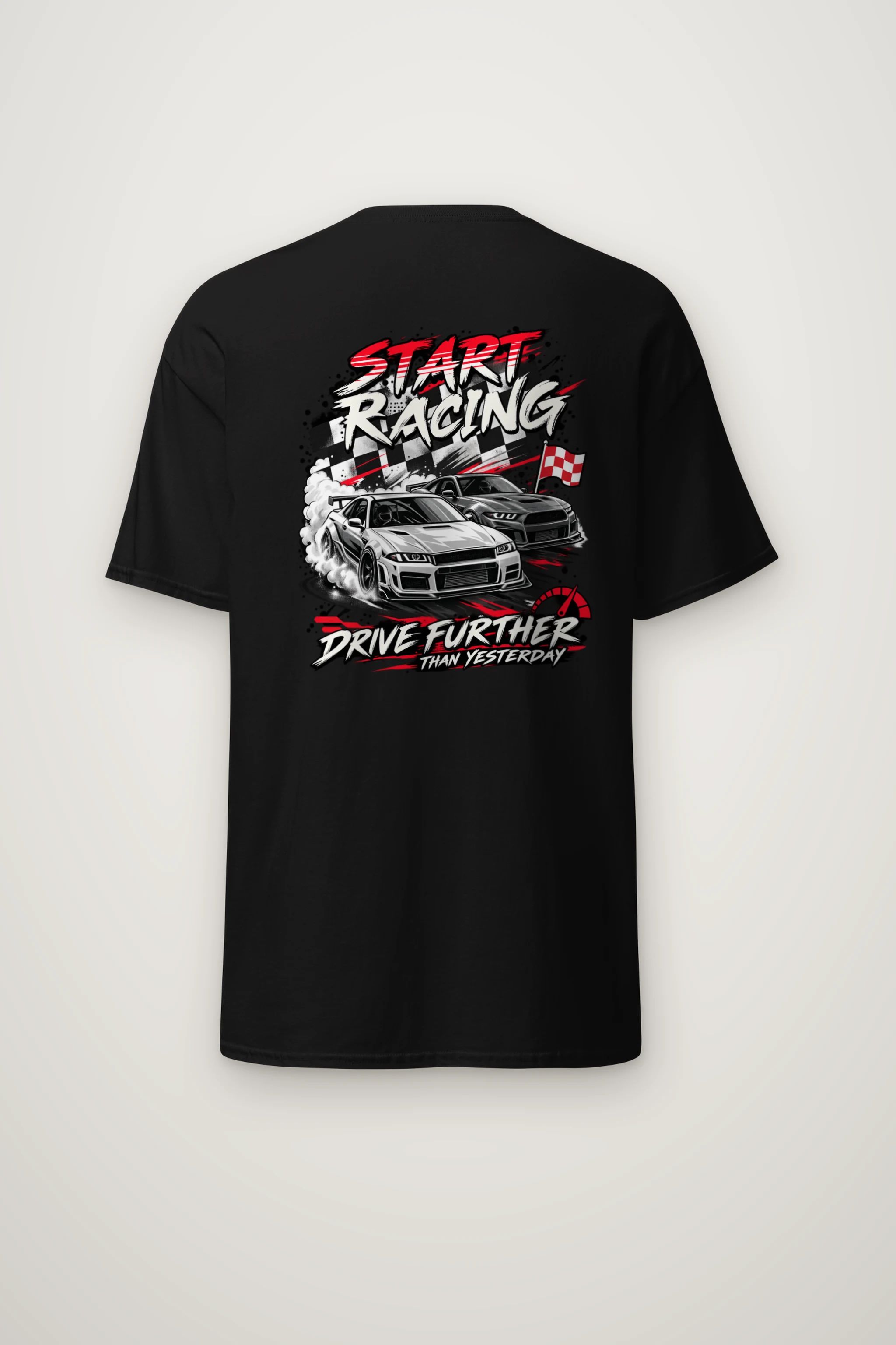 "Start Racing" Heavyweight Unisex Crewneck T-shirt