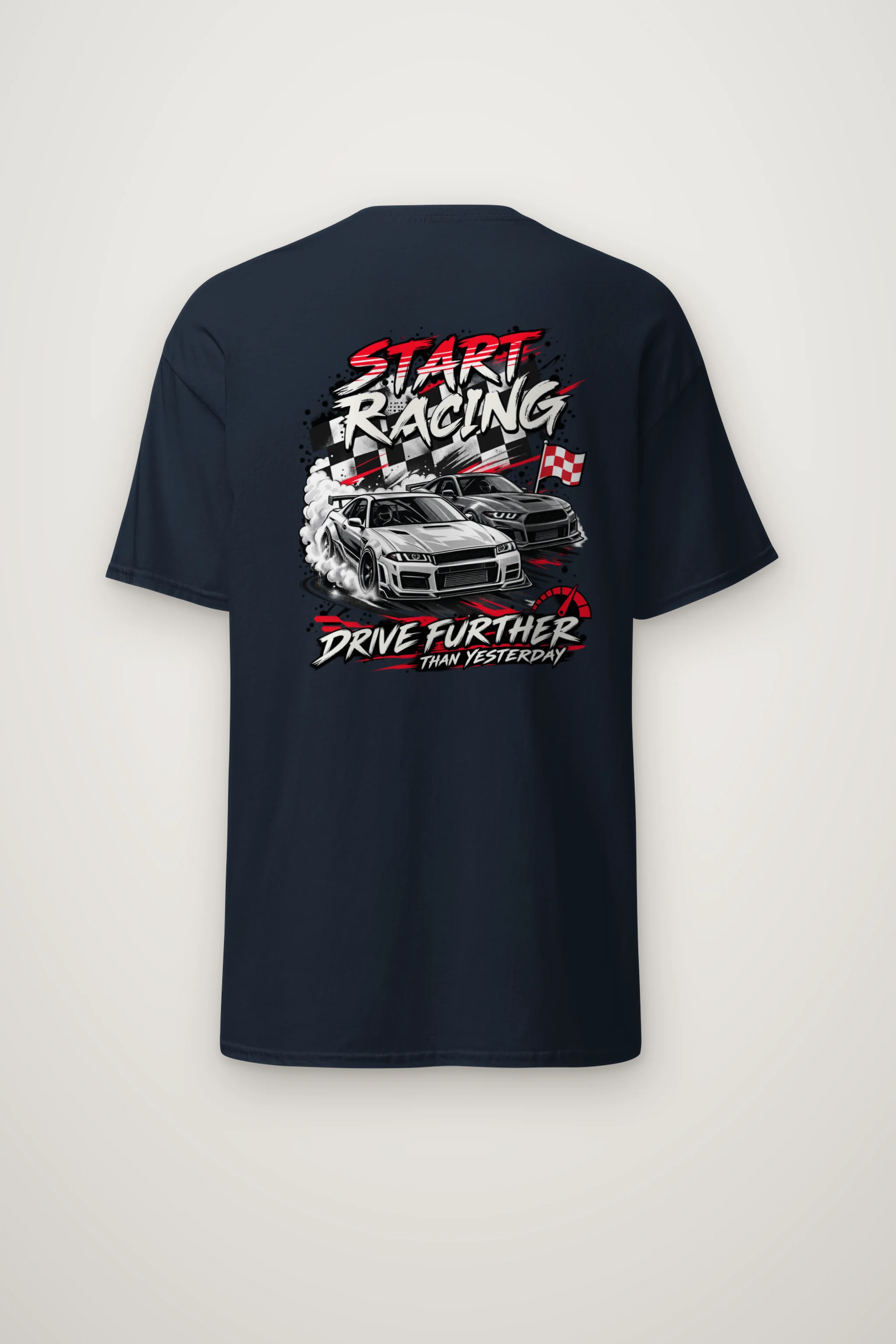 "Start Racing" Heavyweight Unisex Crewneck T-shirt