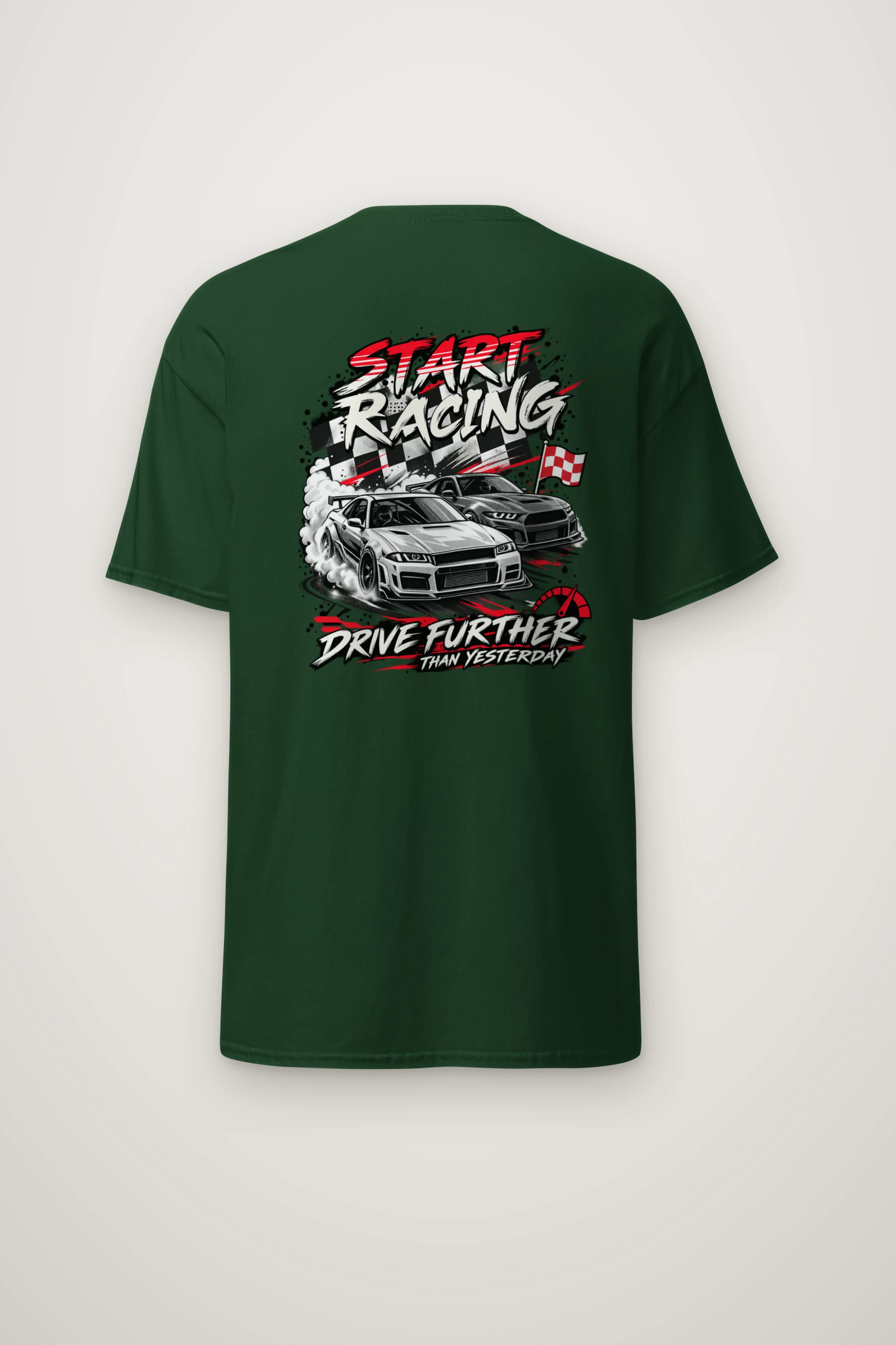"Start Racing" Heavyweight Unisex Crewneck T-shirt