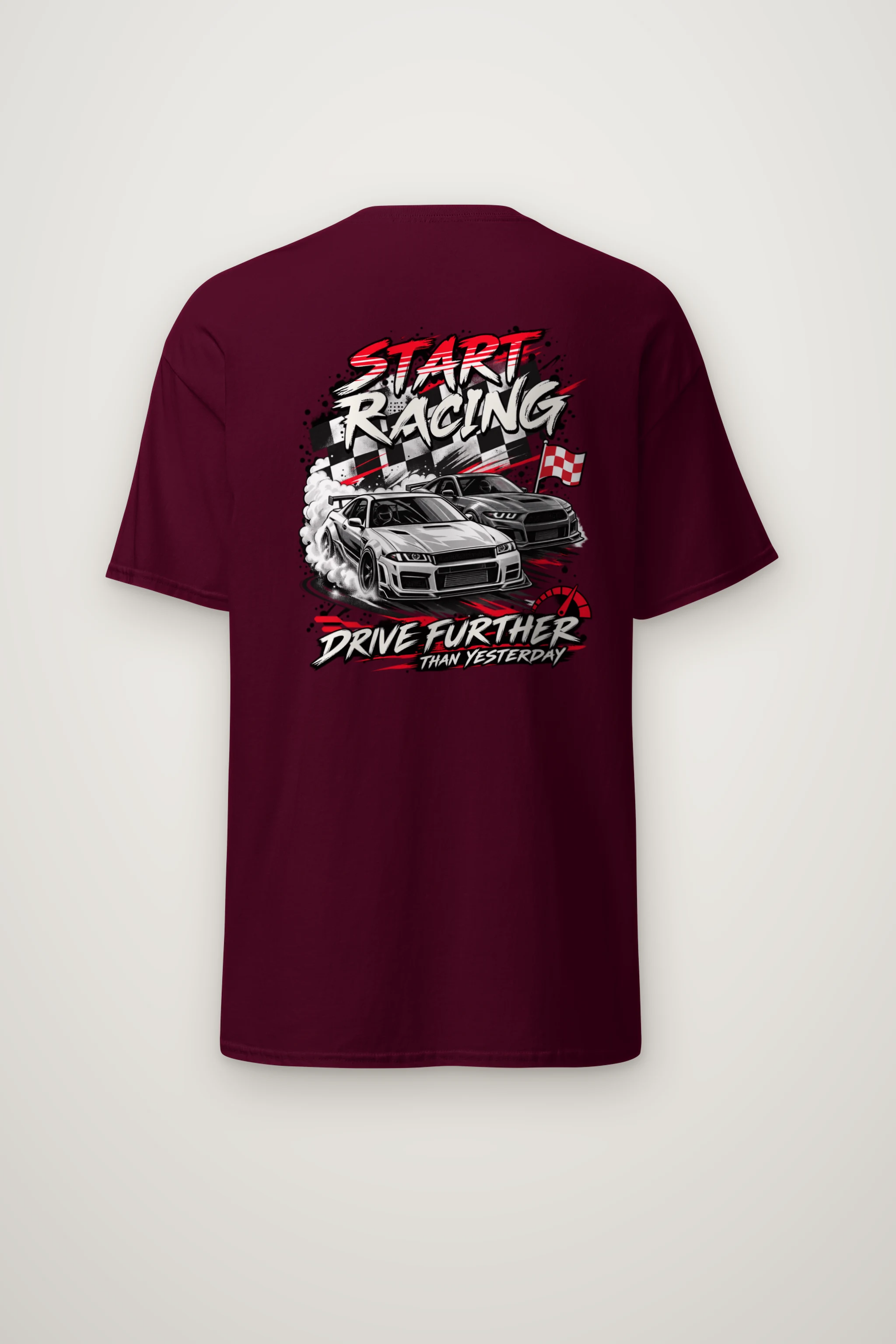 "Start Racing" Heavyweight Unisex Crewneck T-shirt
