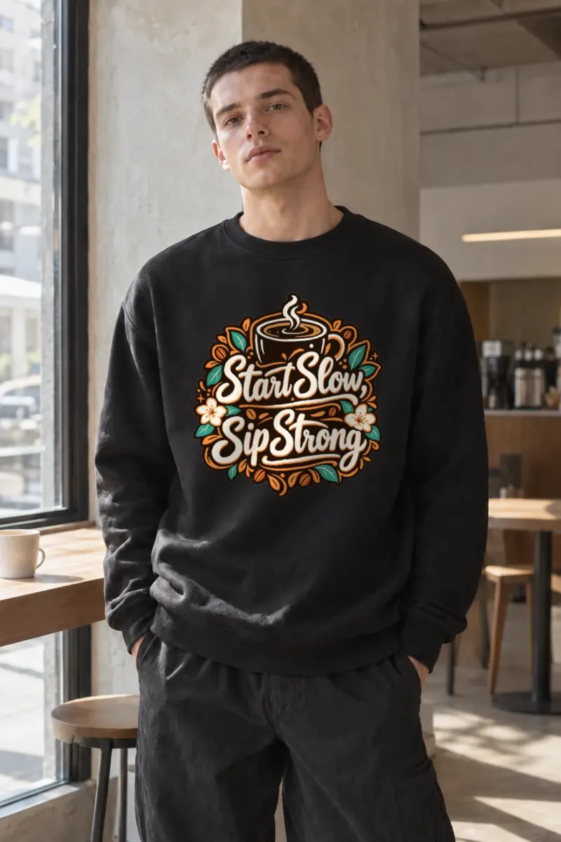"Start Slow Sip Strong" Heavy Blend Unisex Crewneck Sweatshirt | Gildan 18000