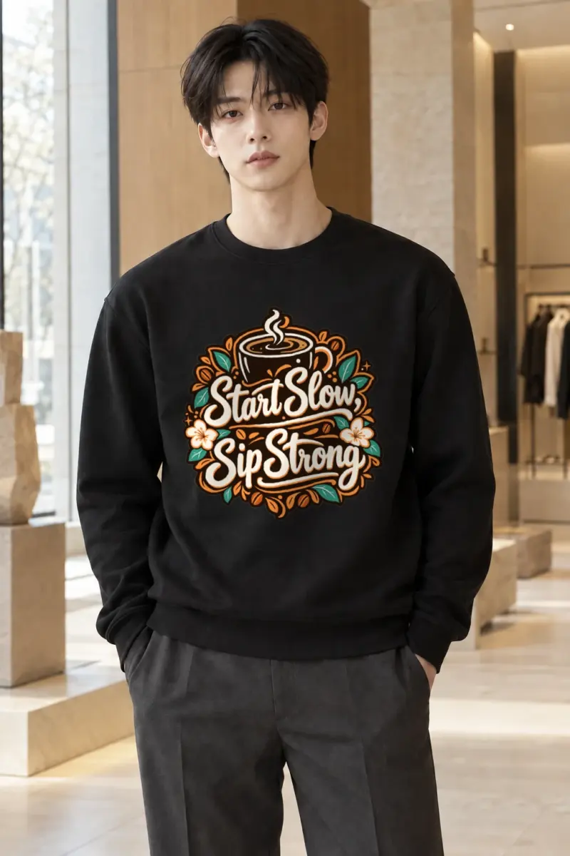 "Start Slow Sip Strong" Heavy Blend Unisex Crewneck Sweatshirt | Gildan 18000