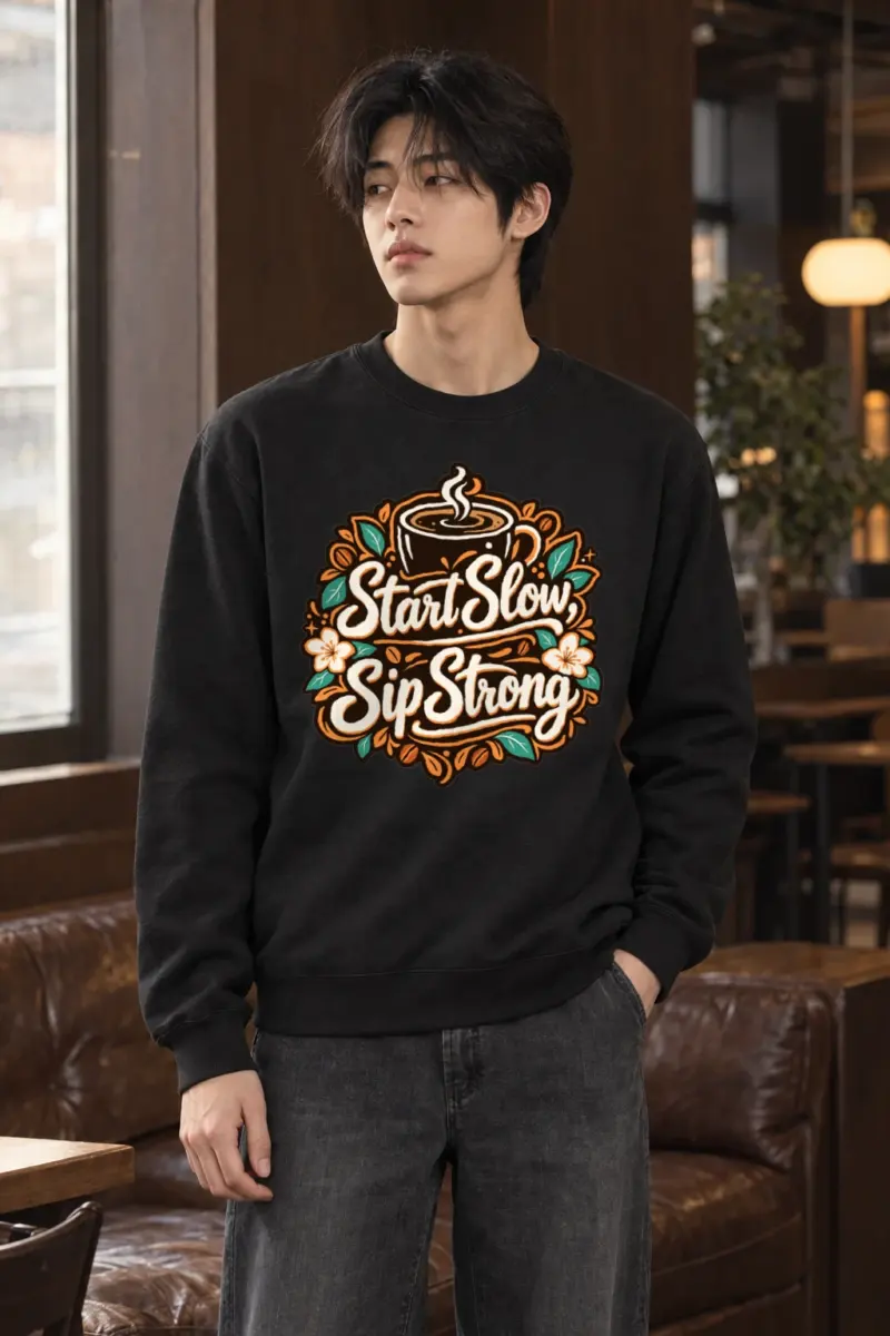 "Start Slow Sip Strong" Heavy Blend Unisex Crewneck Sweatshirt