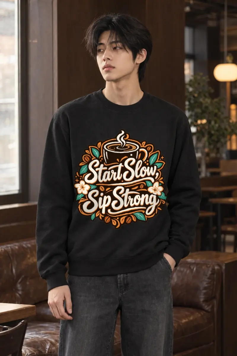 "Start Slow Sip Strong" Heavy Blend Unisex Crewneck Sweatshirt