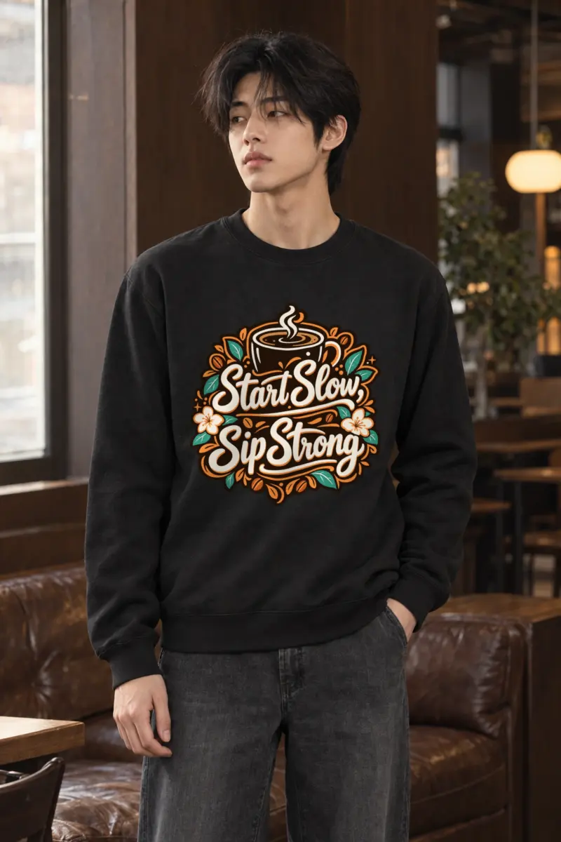 "Start Slow Sip Strong" Heavy Blend Unisex Crewneck Sweatshirt