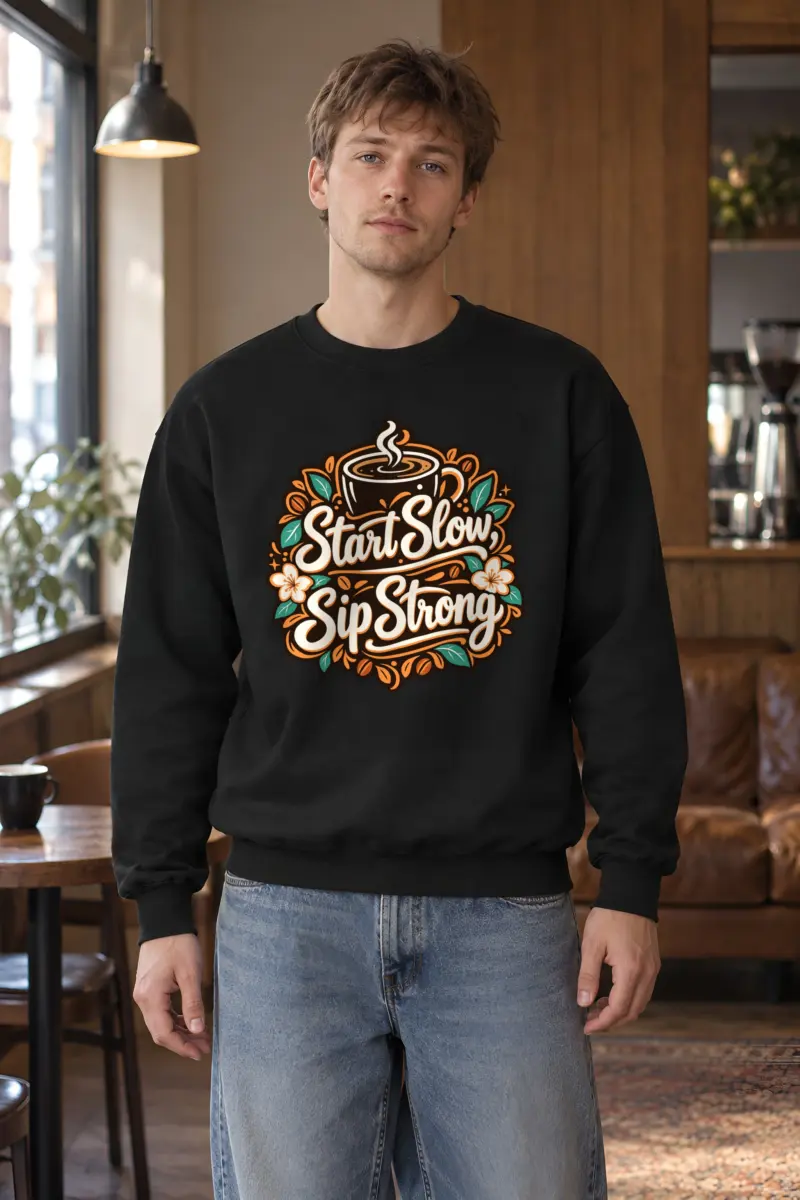 "Start Slow Sip Strong" Heavy Blend Unisex Crewneck Sweatshirt