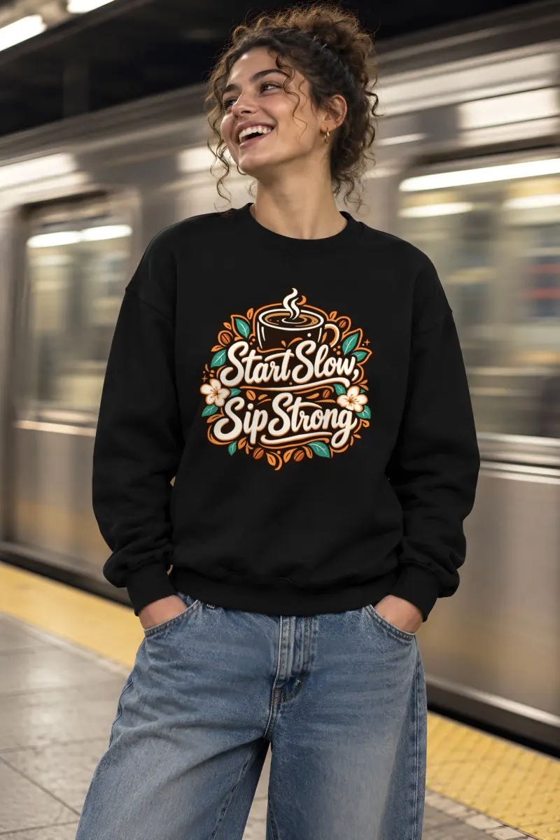 "Start Slow Sip Strong" Heavy Blend Unisex Crewneck Sweatshirt
