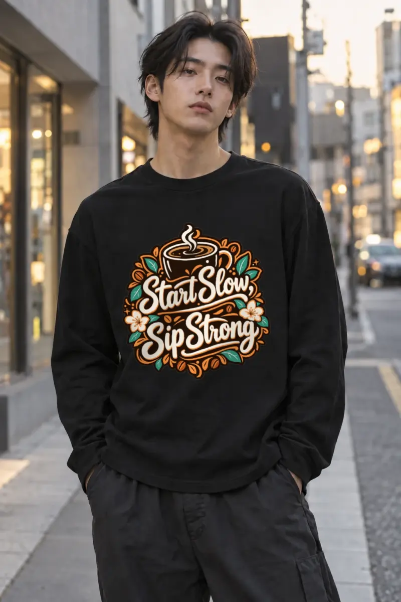 "Start Slow Sip Strong" Unisex Longsleeve T-shirt | Gildan 2400