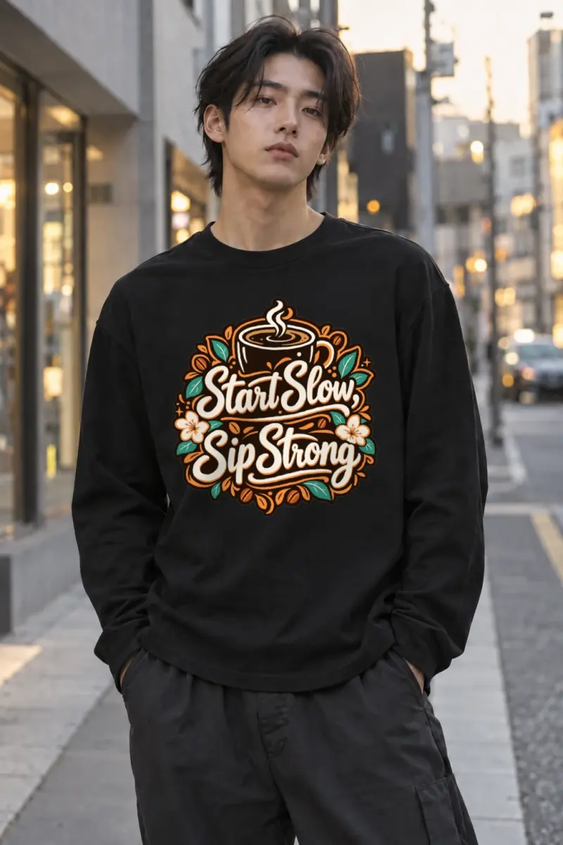 "Start Slow Sip Strong" Unisex Longsleeve T-shirt | Gildan 2400