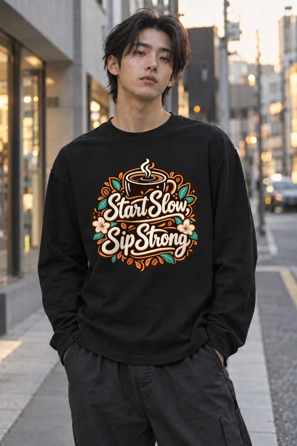"Start Slow Sip Strong" Unisex Longsleeve T-shirt | Gildan 2400