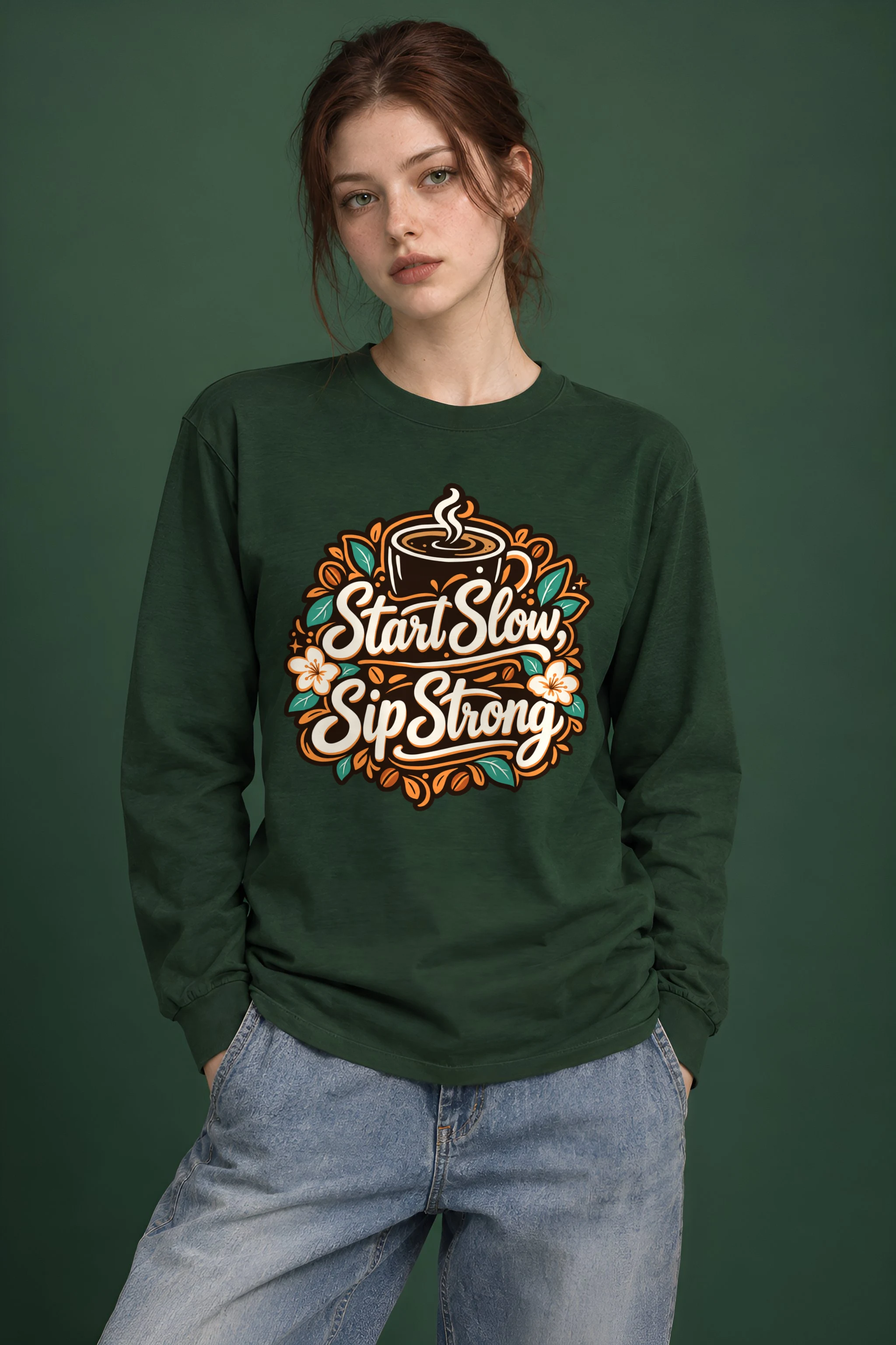 "Start Slow Sip Strong" Unisex Longsleeve T-shirt