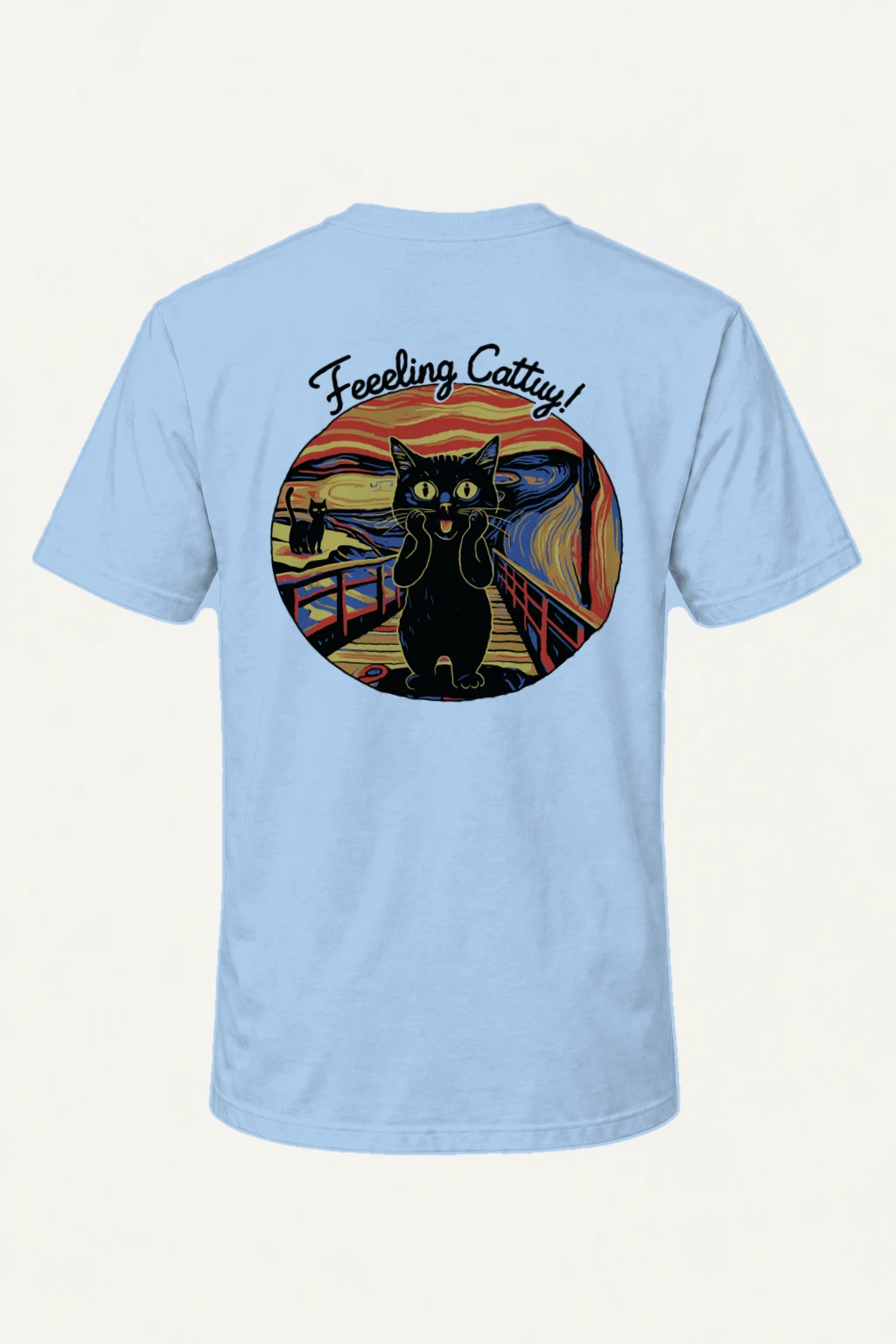 "Startled Sunset Cat" Heavyweight Unisex Crewneck T-shirt | Gildan 5000
