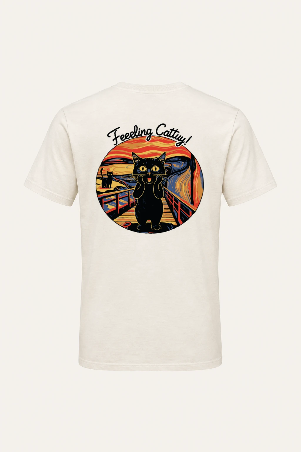 "Startled Sunset Cat" Heavyweight Unisex Crewneck T-shirt | Gildan 5000