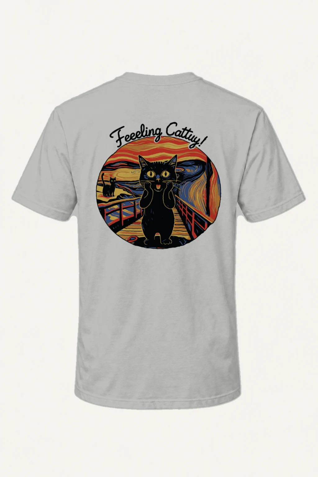 "Startled Sunset Cat" Heavyweight Unisex Crewneck T-shirt | Gildan 5000