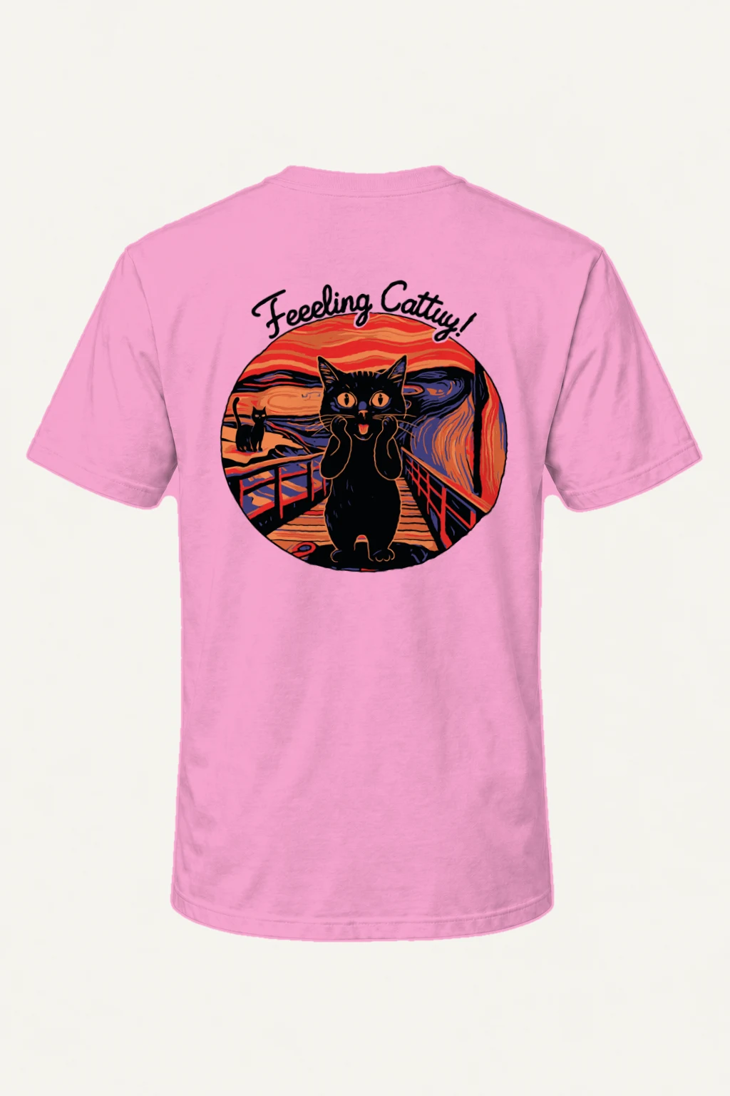 "Startled Sunset Cat" Heavyweight Unisex Crewneck T-shirt | Gildan 5000