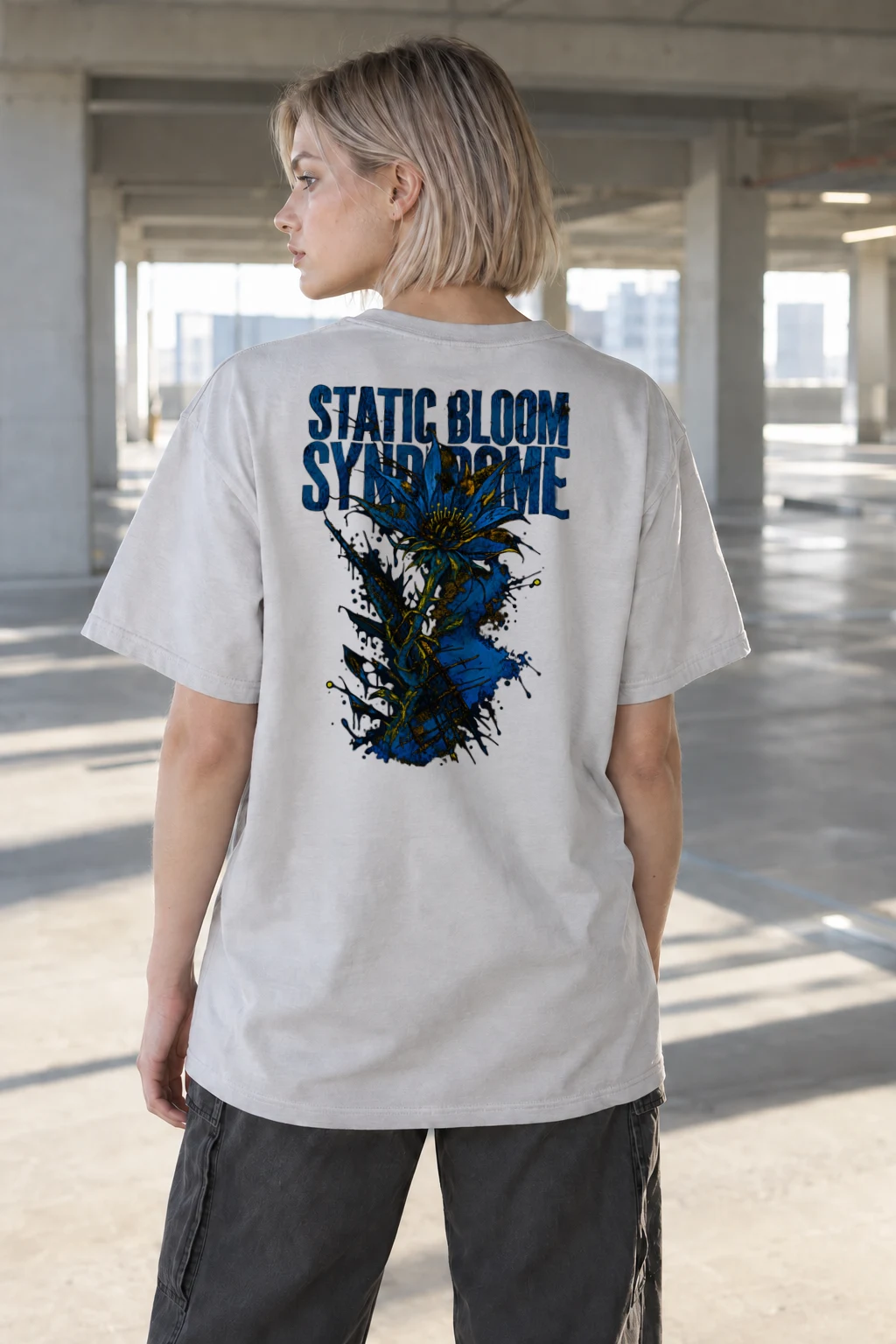 "Static Bloom Syndrome" Heavyweight Unisex Crewneck T-shirt | Gildan 5000
