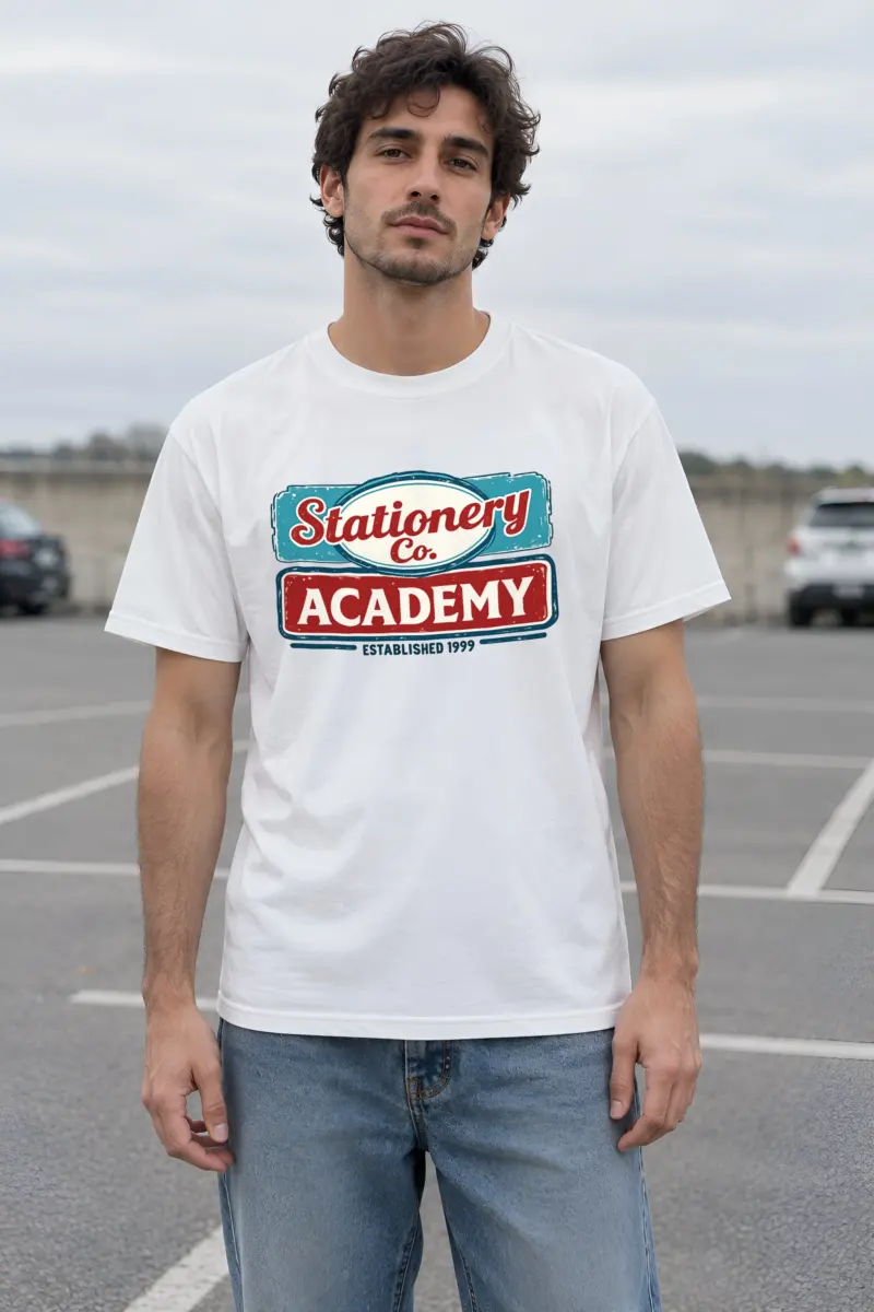 "Stationery Academy Badge" Heavyweight Unisex Crewneck T-shirt