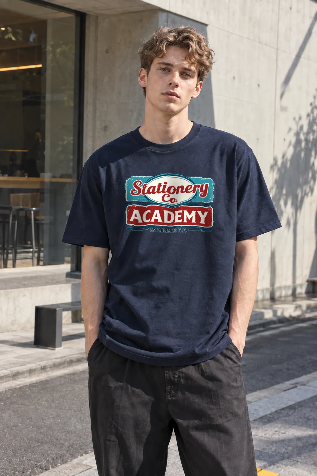 "Stationery Academy Badge" Heavyweight Unisex Crewneck T-shirt | Gildan 5000