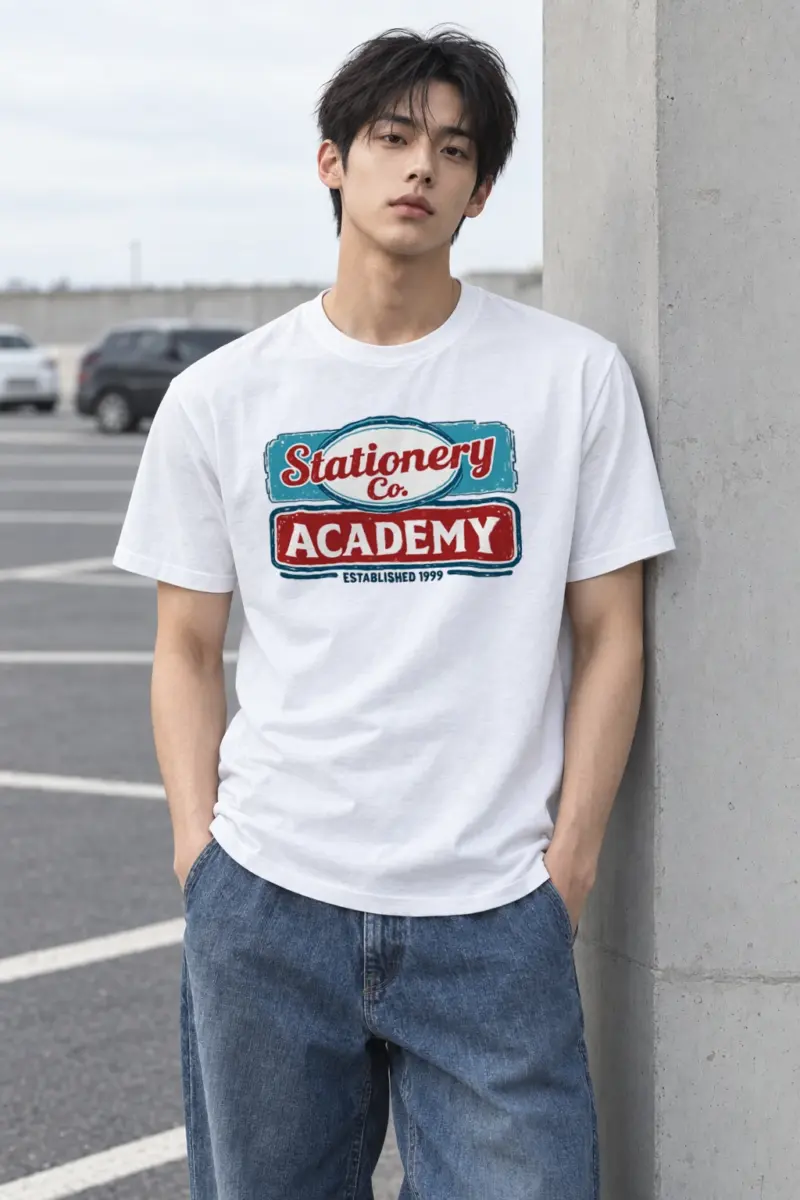 "Stationery Academy Badge" Heavyweight Unisex Crewneck T-shirt | Gildan 5000