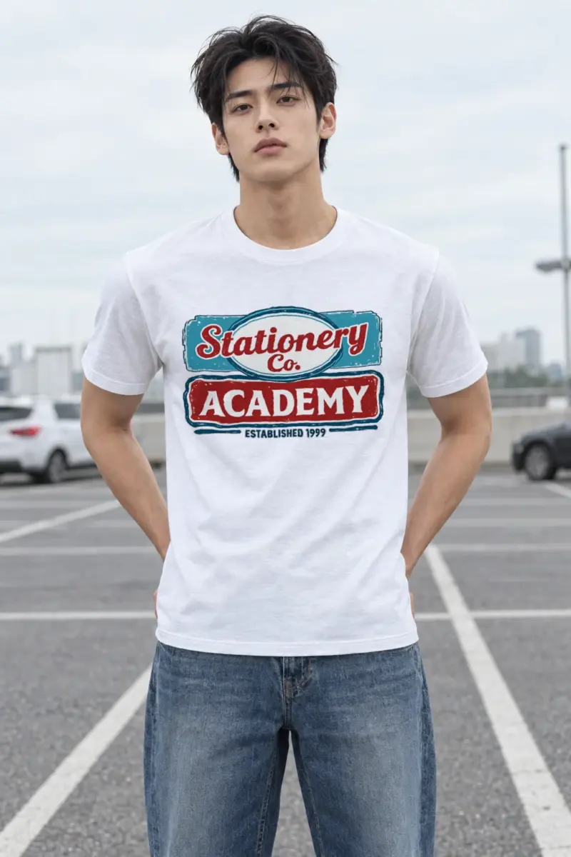 "Stationery Academy Badge" Heavyweight Unisex Crewneck T-shirt