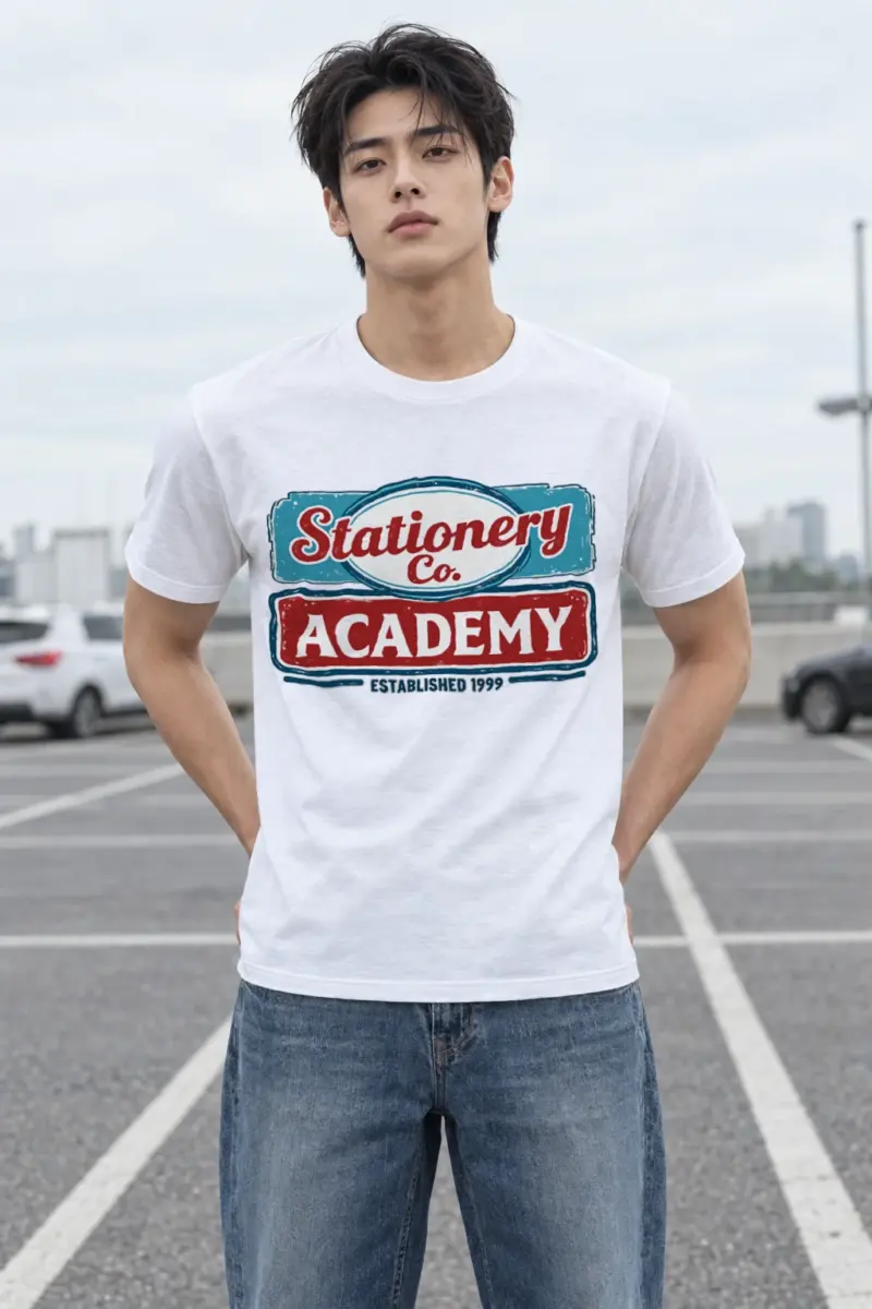 "Stationery Academy Badge" Heavyweight Unisex Crewneck T-shirt