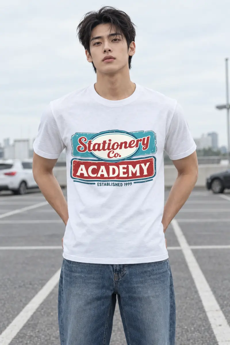 "Stationery Academy Badge" Heavyweight Unisex Crewneck T-shirt