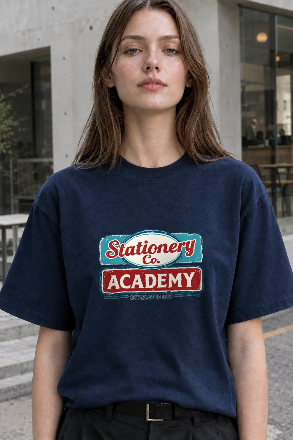 "Stationery Academy Badge" Heavyweight Unisex Crewneck T-shirt | Gildan 5000