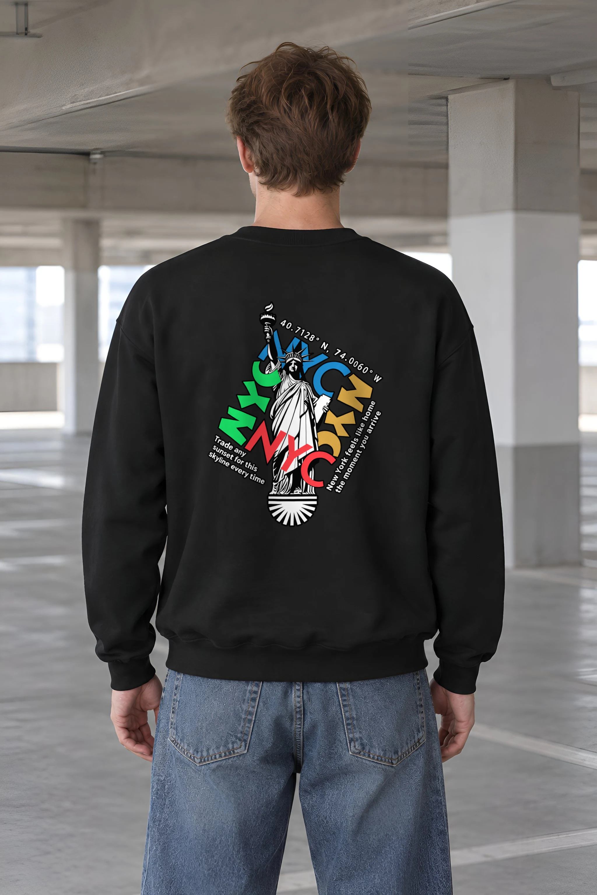 "Statue Typography Collage" Heavy Blend Unisex Crewneck Sweatshirt