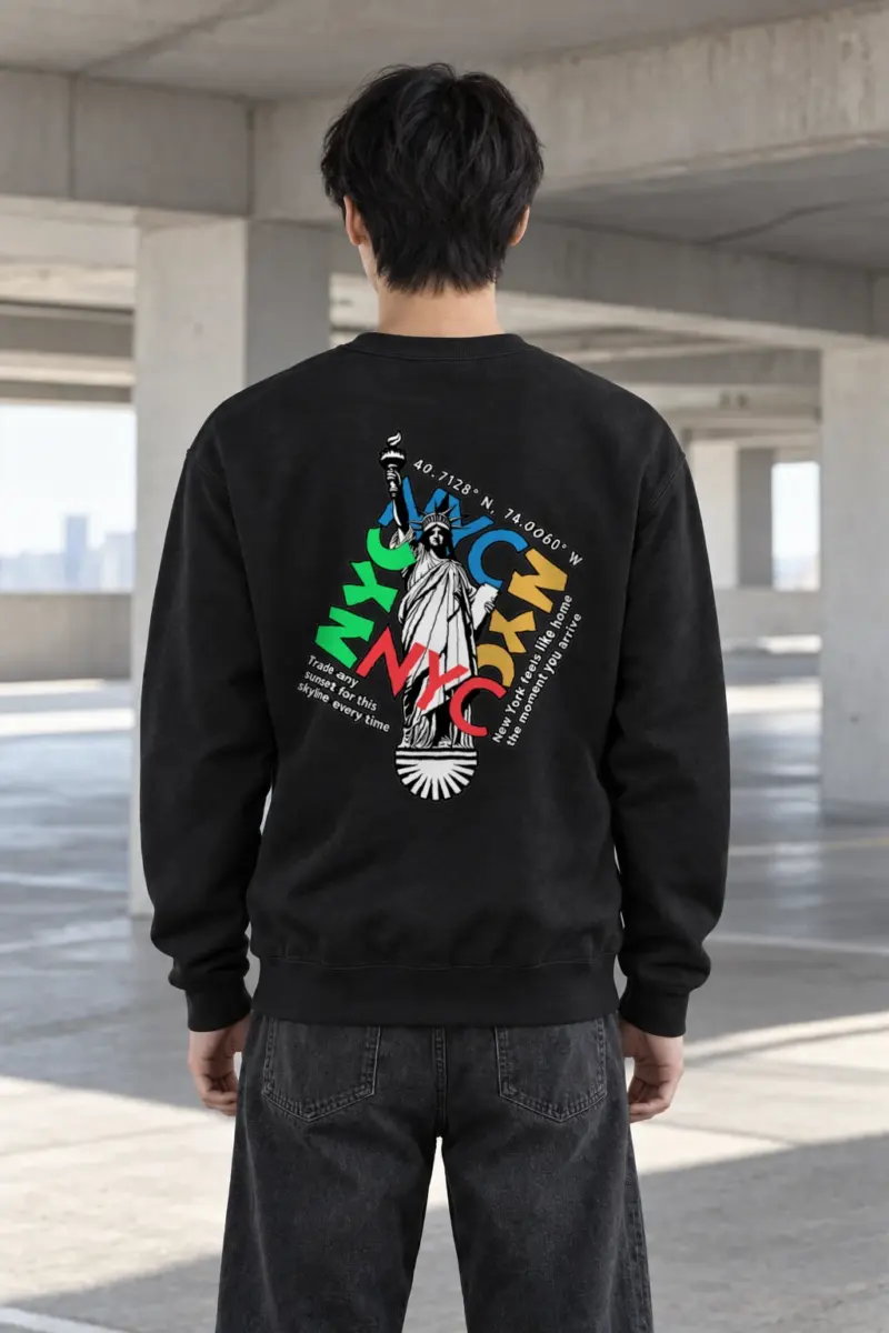 "Statue Typography Collage" Heavy Blend Unisex Crewneck Sweatshirt | Gildan 18000