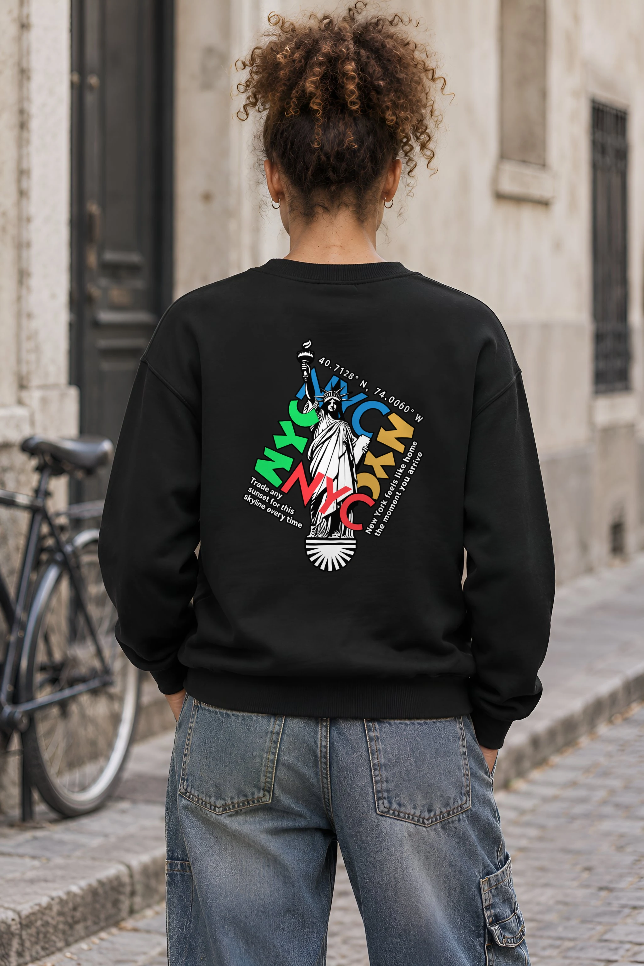 "Statue Typography Collage" 1 Crewneck Sweatshirt