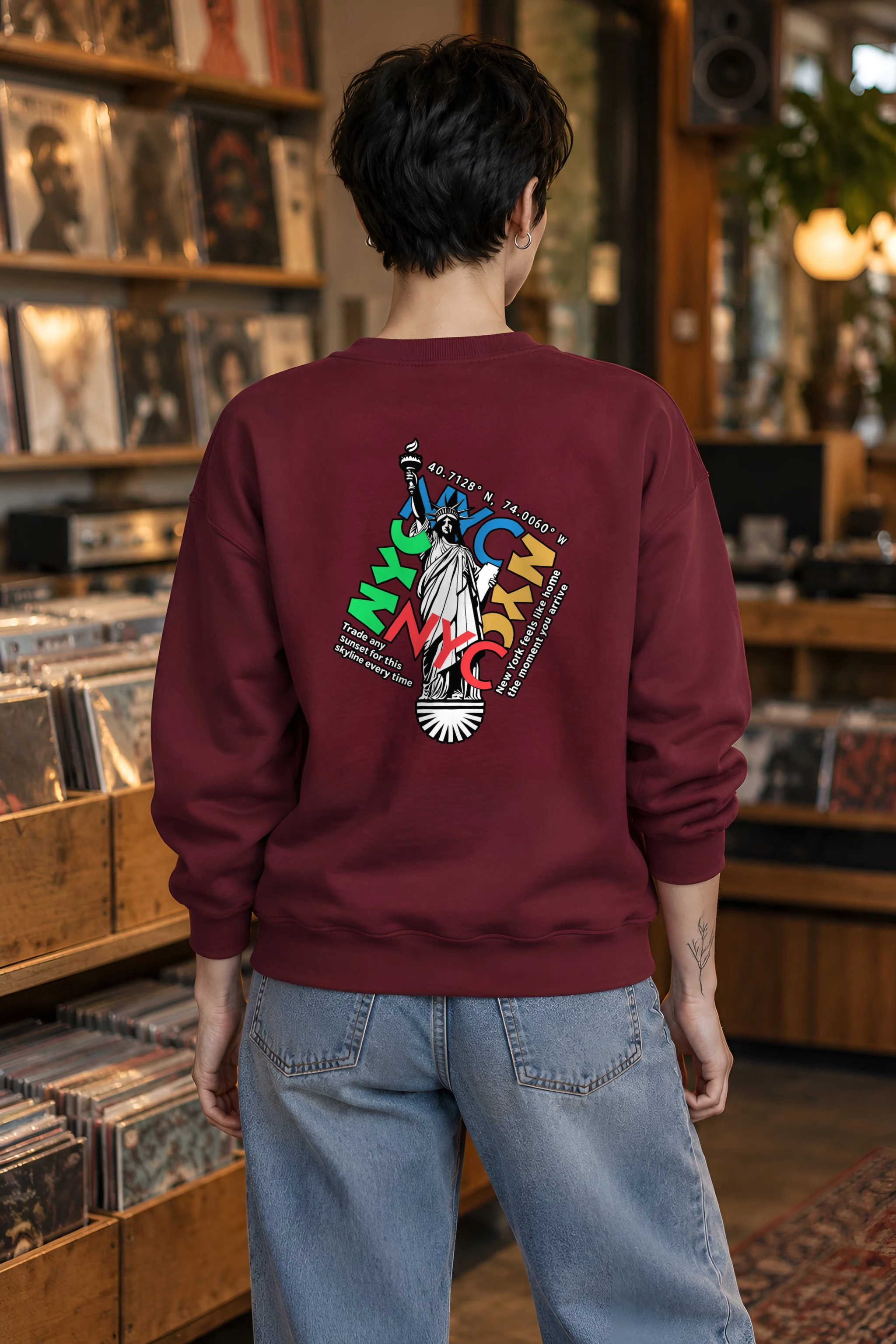 "Statue Typography Collage" 1 Crewneck Sweatshirt