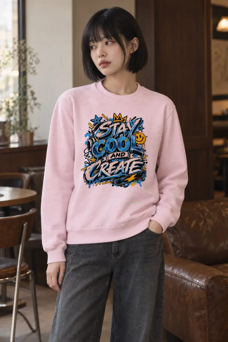 "Blue Graffiti Crown Crew" Heavy Blend Unisex Crewneck Sweatshirt