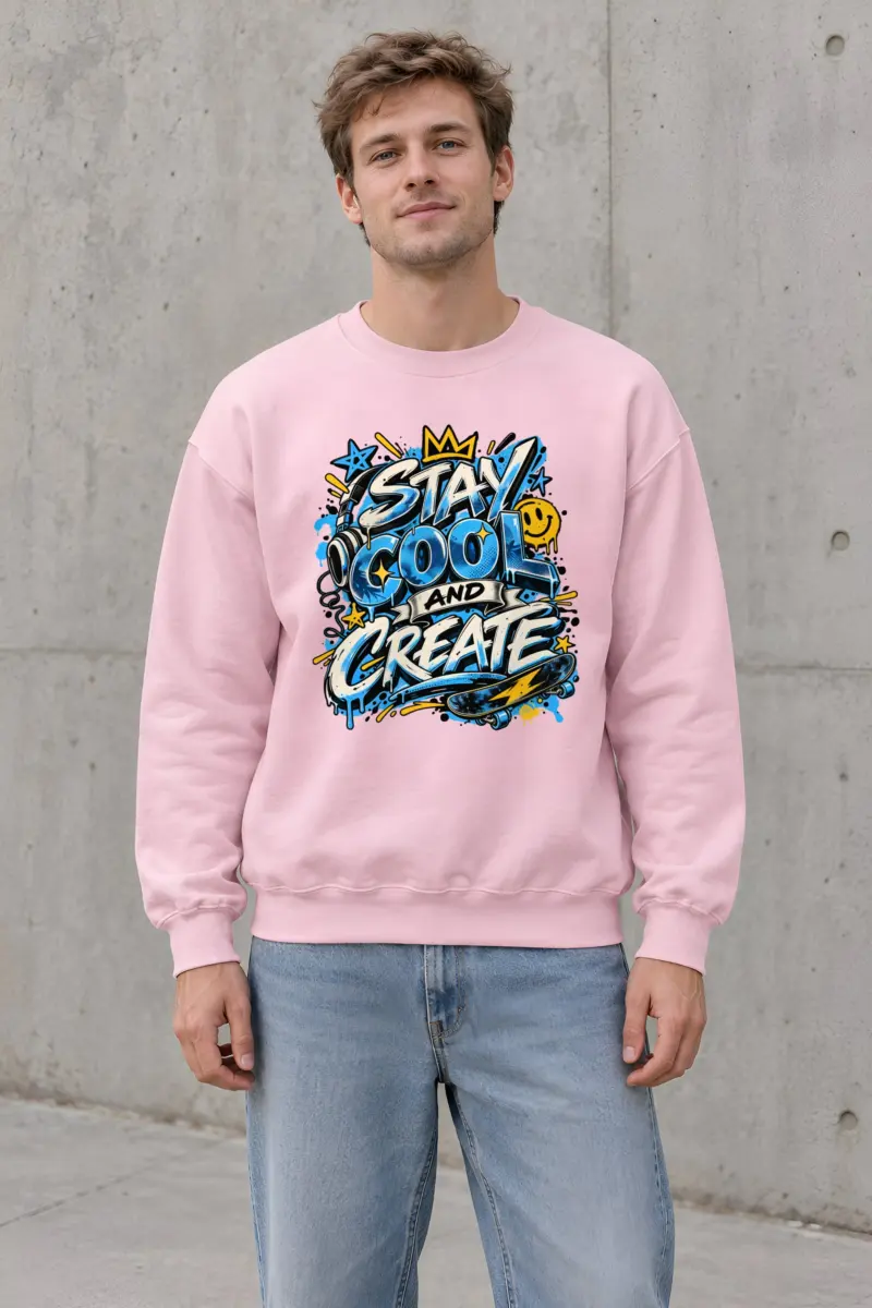 "Blue Graffiti Crown Crew" Heavy Blend Unisex Crewneck Sweatshirt