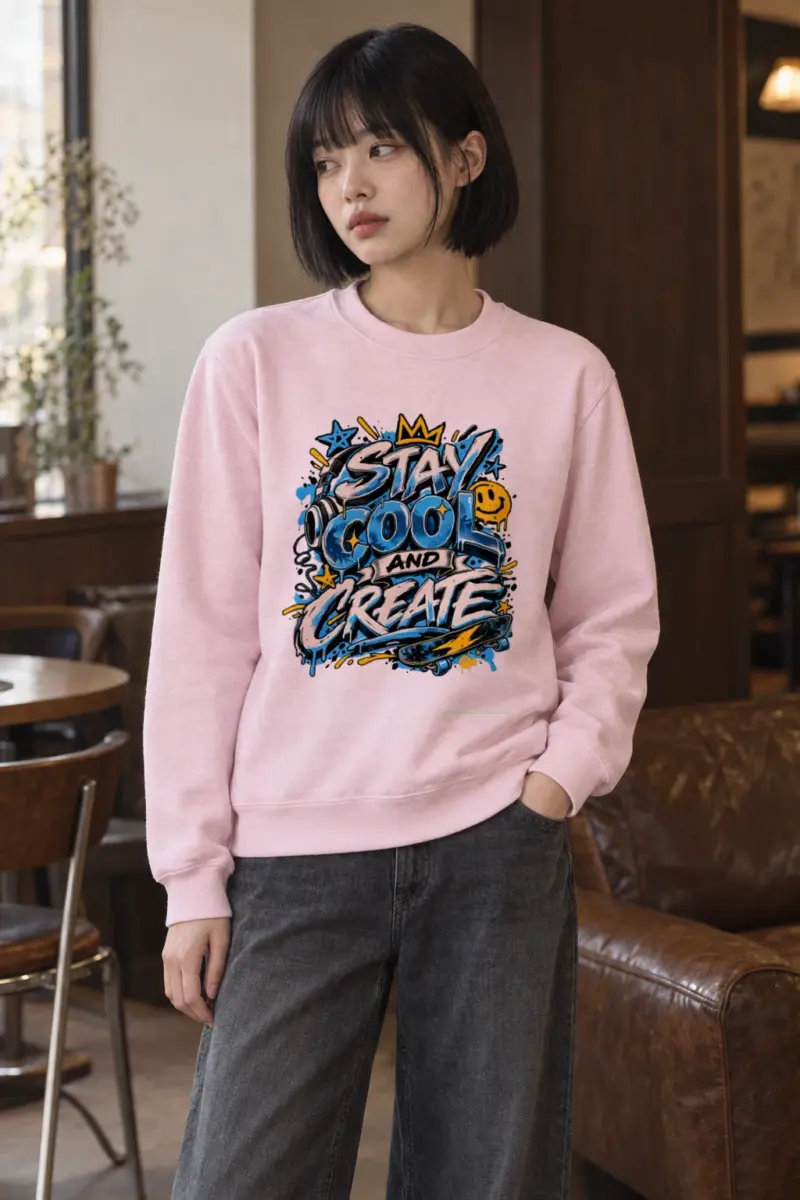 "Blue Graffiti Crown Crew" Heavy Blend Unisex Crewneck Sweatshirt