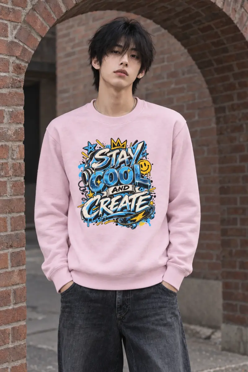 "Blue Graffiti Crown Crew" Heavy Blend Unisex Crewneck Sweatshirt