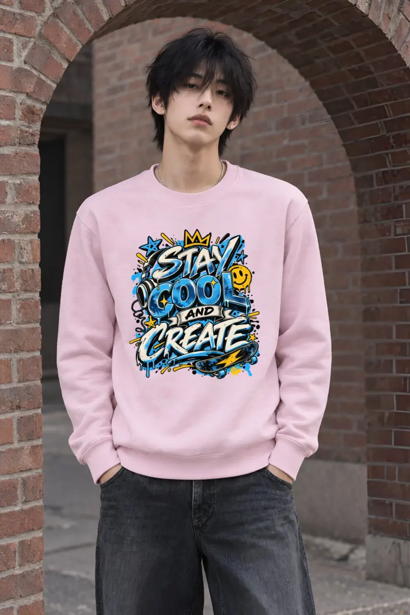 "Blue Graffiti Crown Crew" Heavy Blend Unisex Crewneck Sweatshirt
