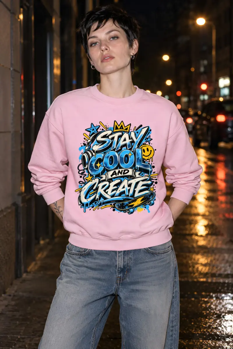"Blue Graffiti Crown Crew" Heavy Blend Unisex Crewneck Sweatshirt